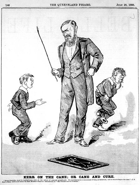 452px-StateLibQld_1_113036_Cartoon_of_students_receiving_the_cane,_1888